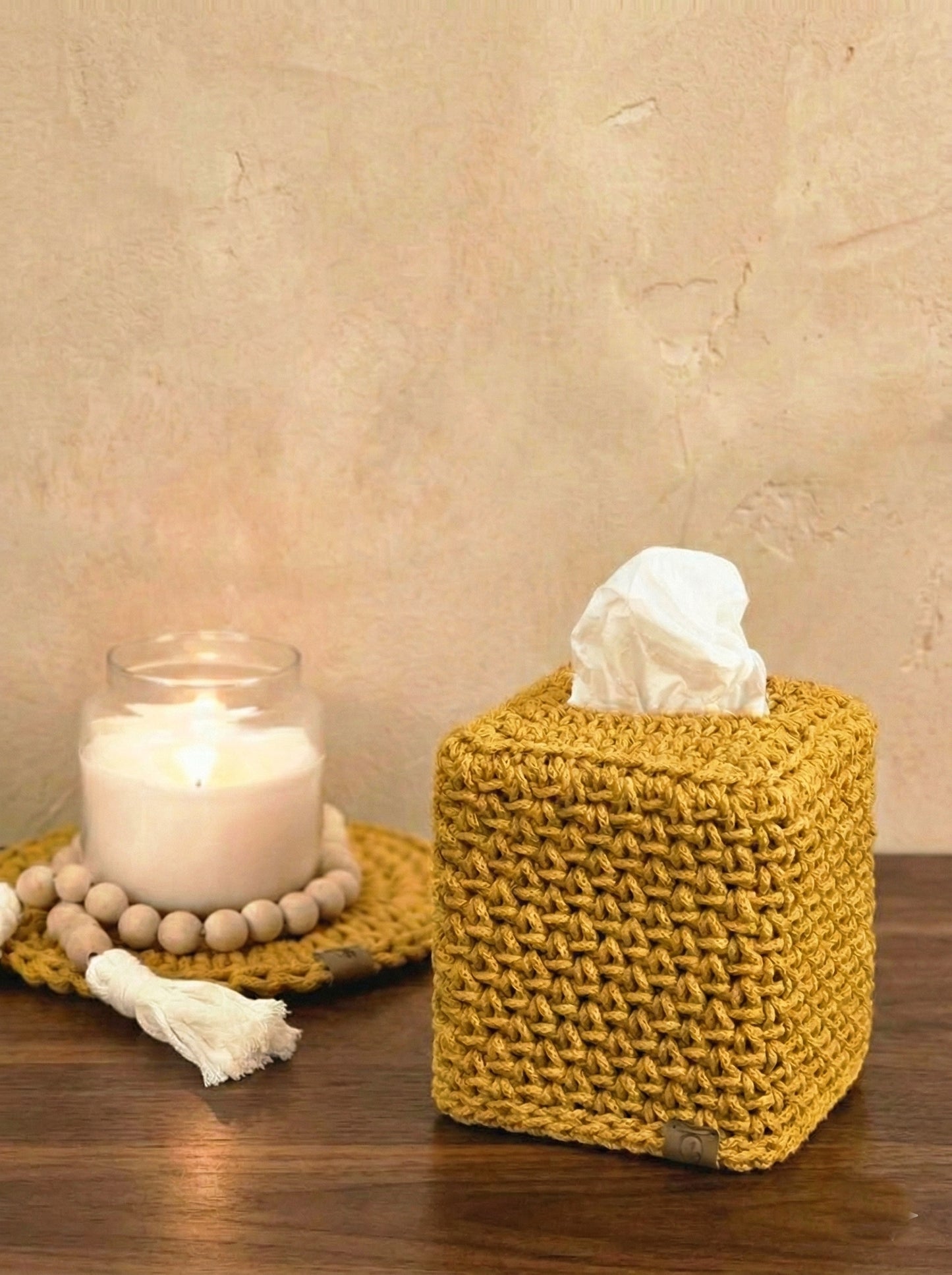Crocheted Square Tissue Box Cover - Modern Cotton Boutique Box Sleeve