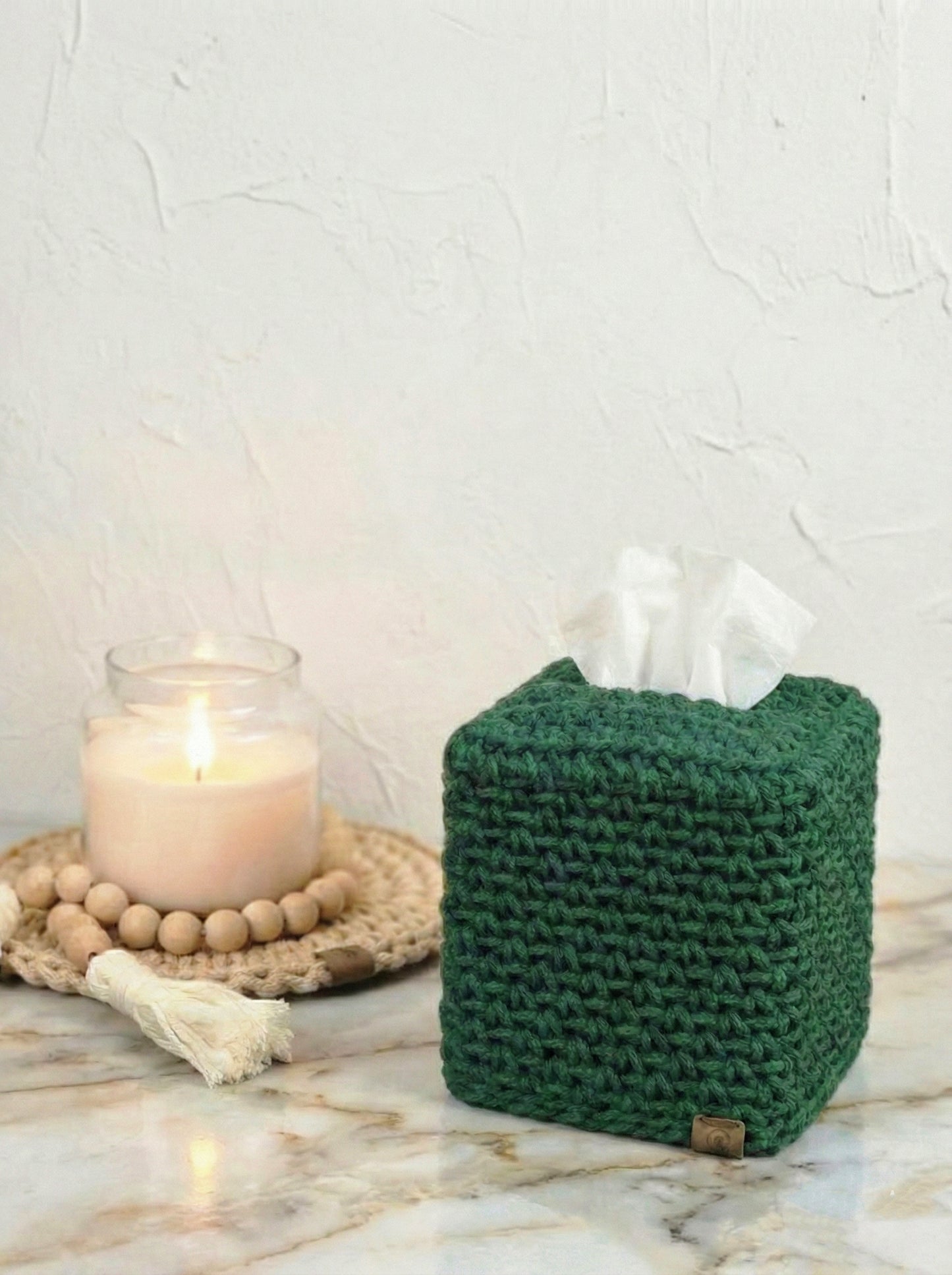 Crocheted Square Tissue Box Cover - Modern Cotton Boutique Box Sleeve