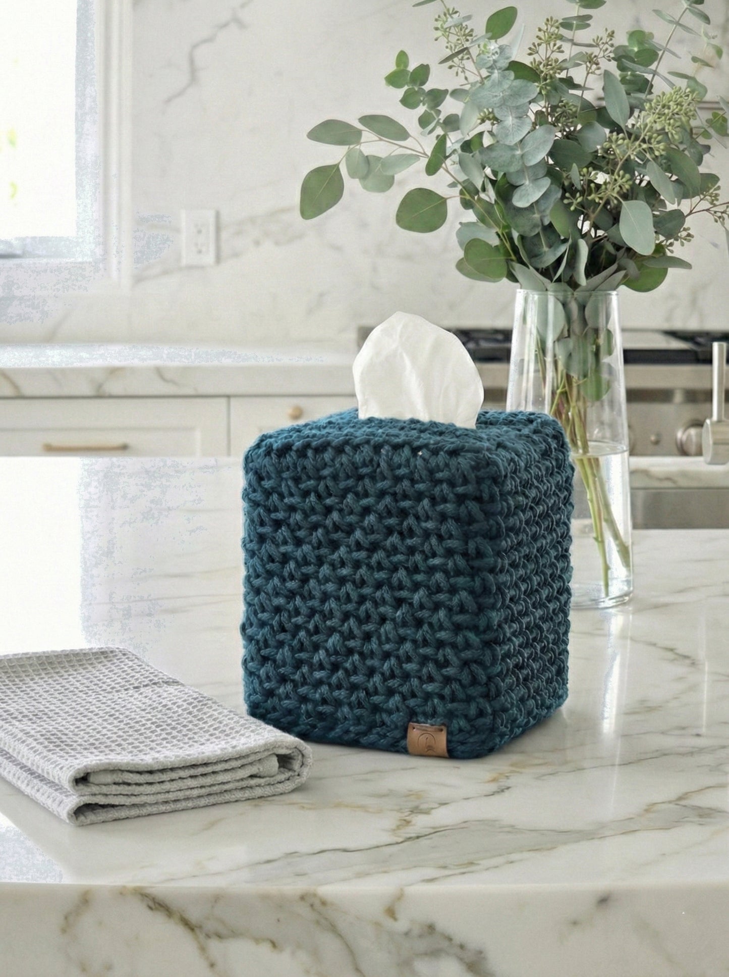 Crocheted Square Tissue Box Cover - Modern Cotton Boutique Box Sleeve