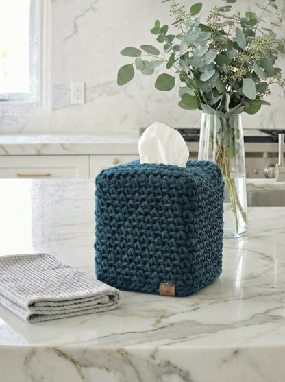 Crocheted Square Tissue Box Cover - Modern Cotton Boutique Box Sleeve