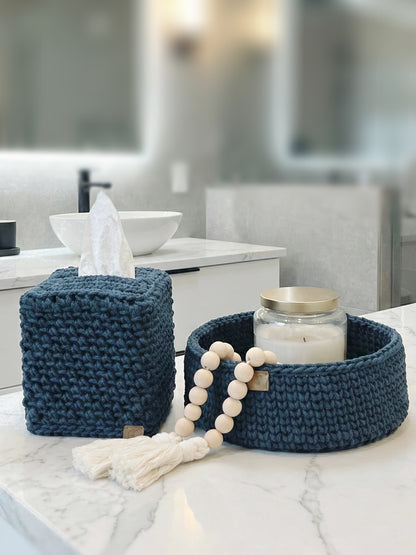 Crocheted Square Tissue Box Cover - Modern Cotton Boutique Box Sleeve