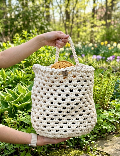 Crochet Cotton Hanging Basket - Heavy-Duty Wall Organizer & Storage Bin