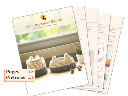 Cat Organizer Basket Set Crochet Pattern - Instant Download PDF