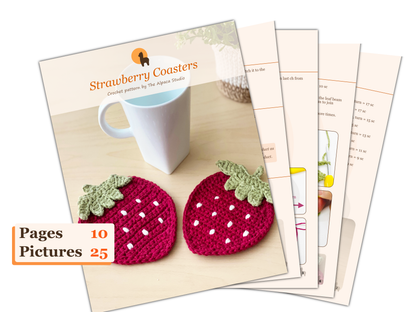 Strawberry Coaster Crochet Pattern - Instant Download PDF