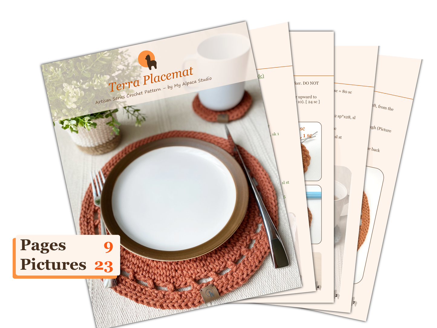 Terra Placemat Crochet Pattern - Instant Download PDF