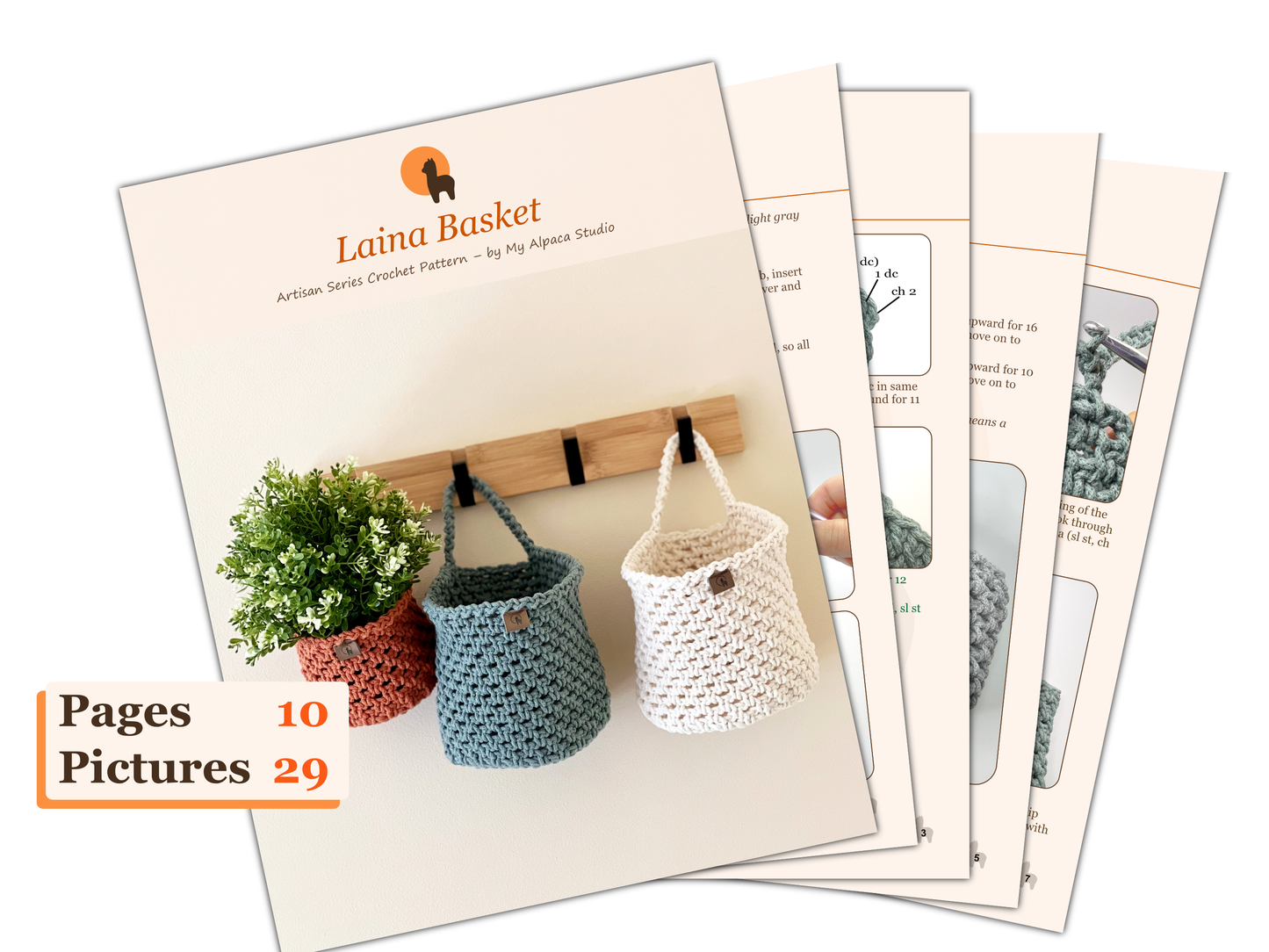 Laina Hanging Basket in 2 sizes Crochet Pattern - Instant Download PDF
