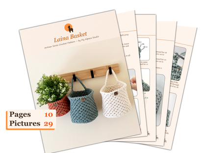 Laina Hanging Basket in 2 sizes Crochet Pattern - Instant Download PDF