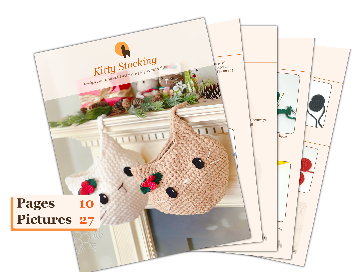 Christmas Cat Stocking Crochet Pattern - Instant Download PDF
