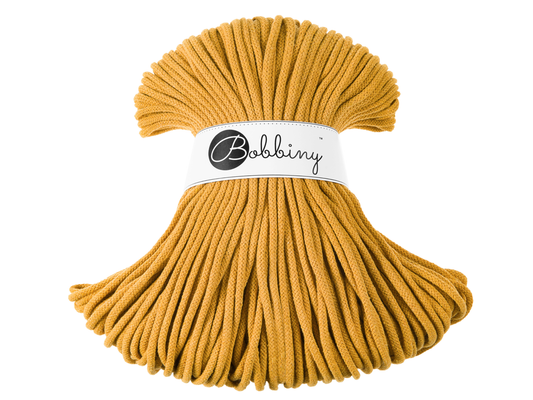 Bobbiny 5mm Braided Cotton Cord (100m/ 108yds) -- MUSTARD -- Macrame & Crochet
