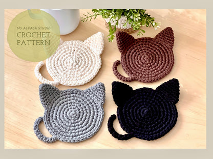 Minimalist Cat Coaster Crochet Pattern - Instant Download PDF