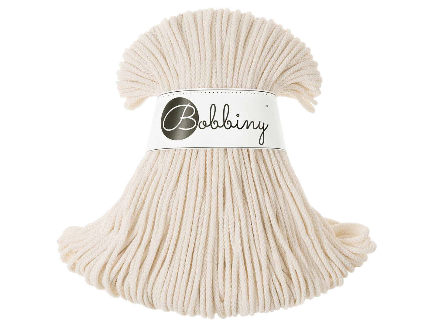 Bobbiny 3mm Braided Cotton Cord (100m/ 108yds) -- NATURAL -- Macrame & Crochet