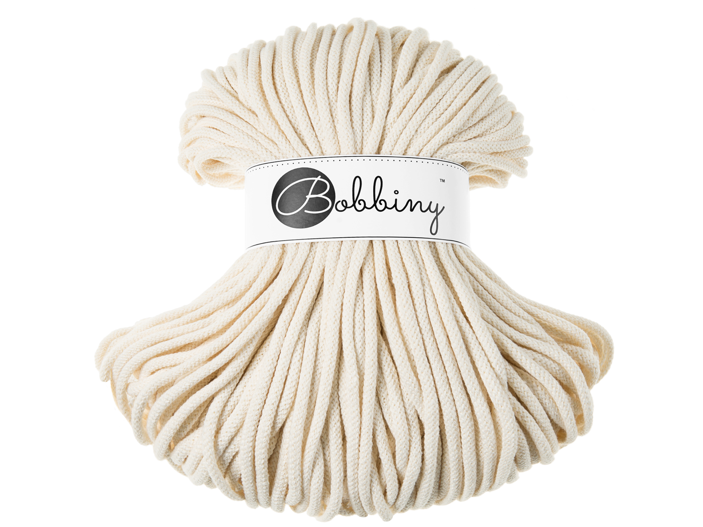 Bobbiny 5mm Braided Cotton Cord (100m/ 108yds) -- NATURAL -- Macrame & Crochet
