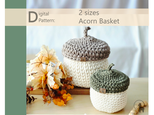 Acorn Basket Crochet Pattern - Instant Download PDF