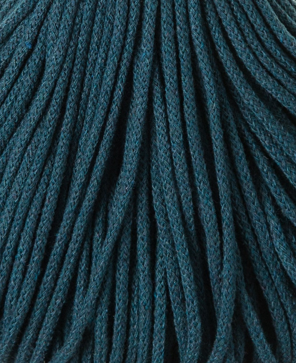 Bobbiny 3mm Braided Cotton Cord (100m/ 108yds) -- PEACOCK BLUE -- Macrame & Crochet