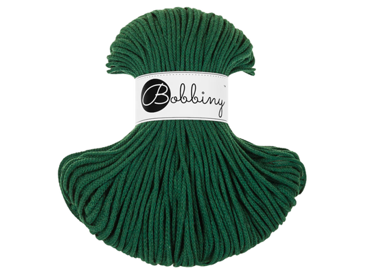 Bobbiny 3mm Braided Cotton Cord (100m/ 108yds) -- PINE GREEN -- Macrame & Crochet