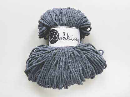 Bobbiny 3mm Braided Cotton Cord (100m/ 108yds) -- STEEL -- Macrame & Crochet