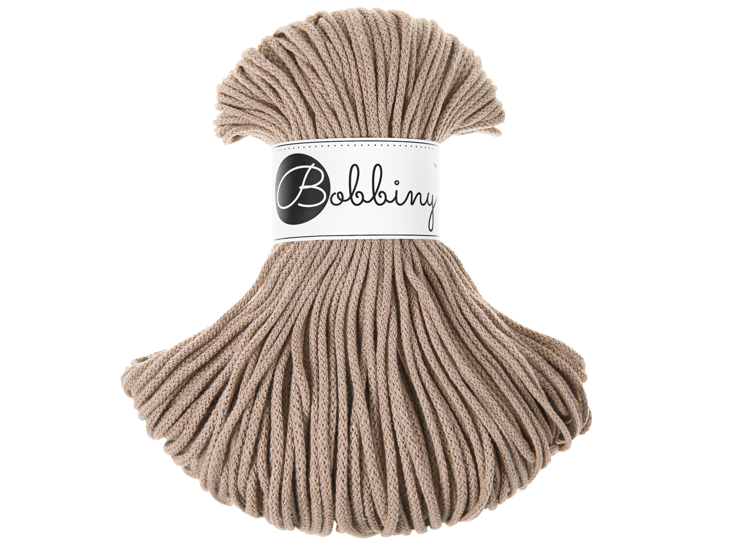 Bobbiny 3mm Braided Cotton Cord (100m/ 108yds) -- SAND -- Macrame & Crochet