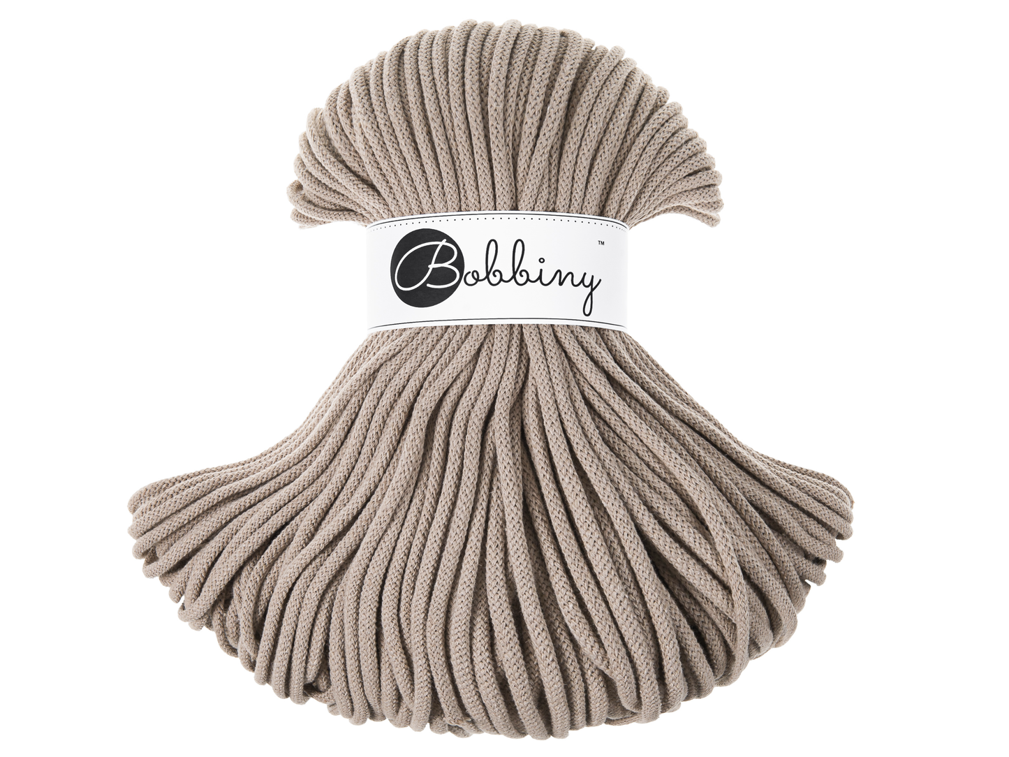 Bobbiny 5mm Braided Cotton Cord (100m/ 108yds) -- SAND -- Macrame & Crochet