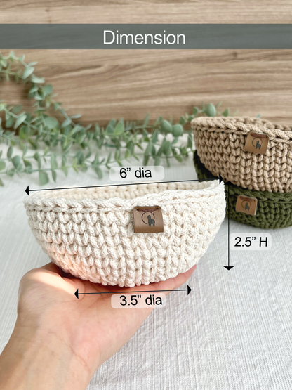6" Flared Crochet Catchall - Cotton Trinket Bowl & Entryway Key Tray