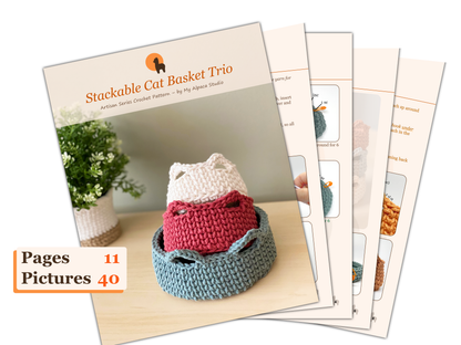 Cat Basket in 3 sizes Crochet Pattern - Instant Download PDF