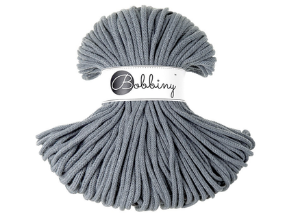 Bobbiny 5mm Braided Cotton Cord (100m/ 108yds) -- STEEL -- Macrame & Crochet