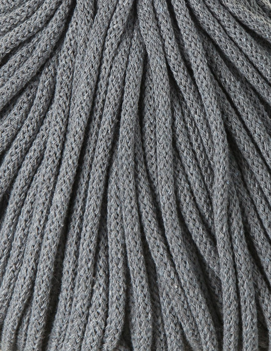 Bobbiny 5mm Braided Cotton Cord (100m/ 108yds) -- STEEL -- Macrame & Crochet