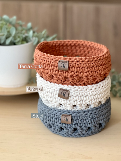 Hand-crocheted Round Basket (5.5")