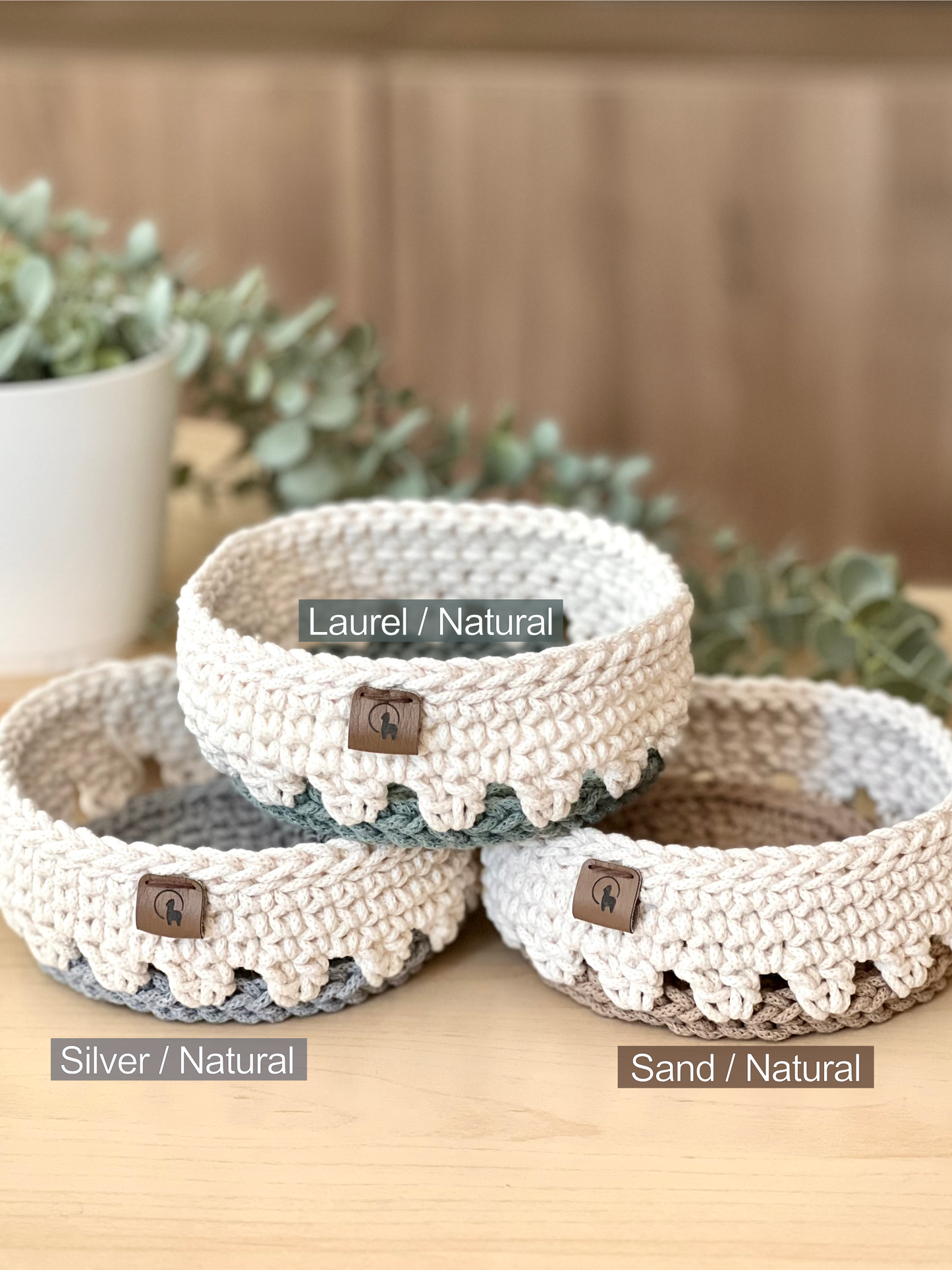 Hand-crocheted Round Basket (5.5")
