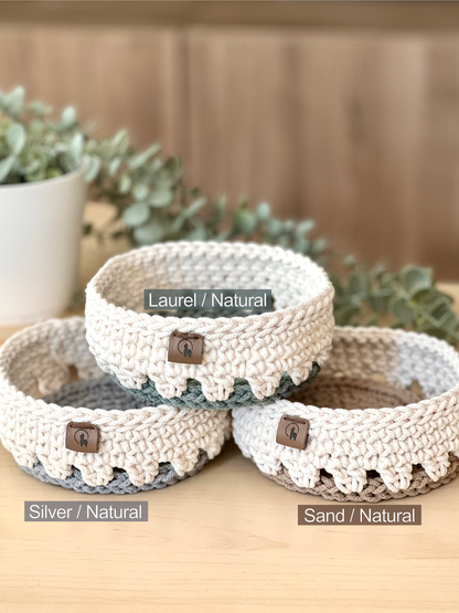 Hand-crocheted Round Basket (5.5")