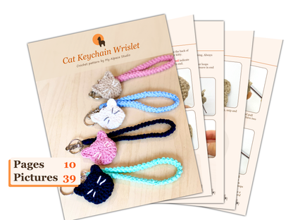 Cat Keychain Wristlet Crochet Pattern - Instant Download PDF