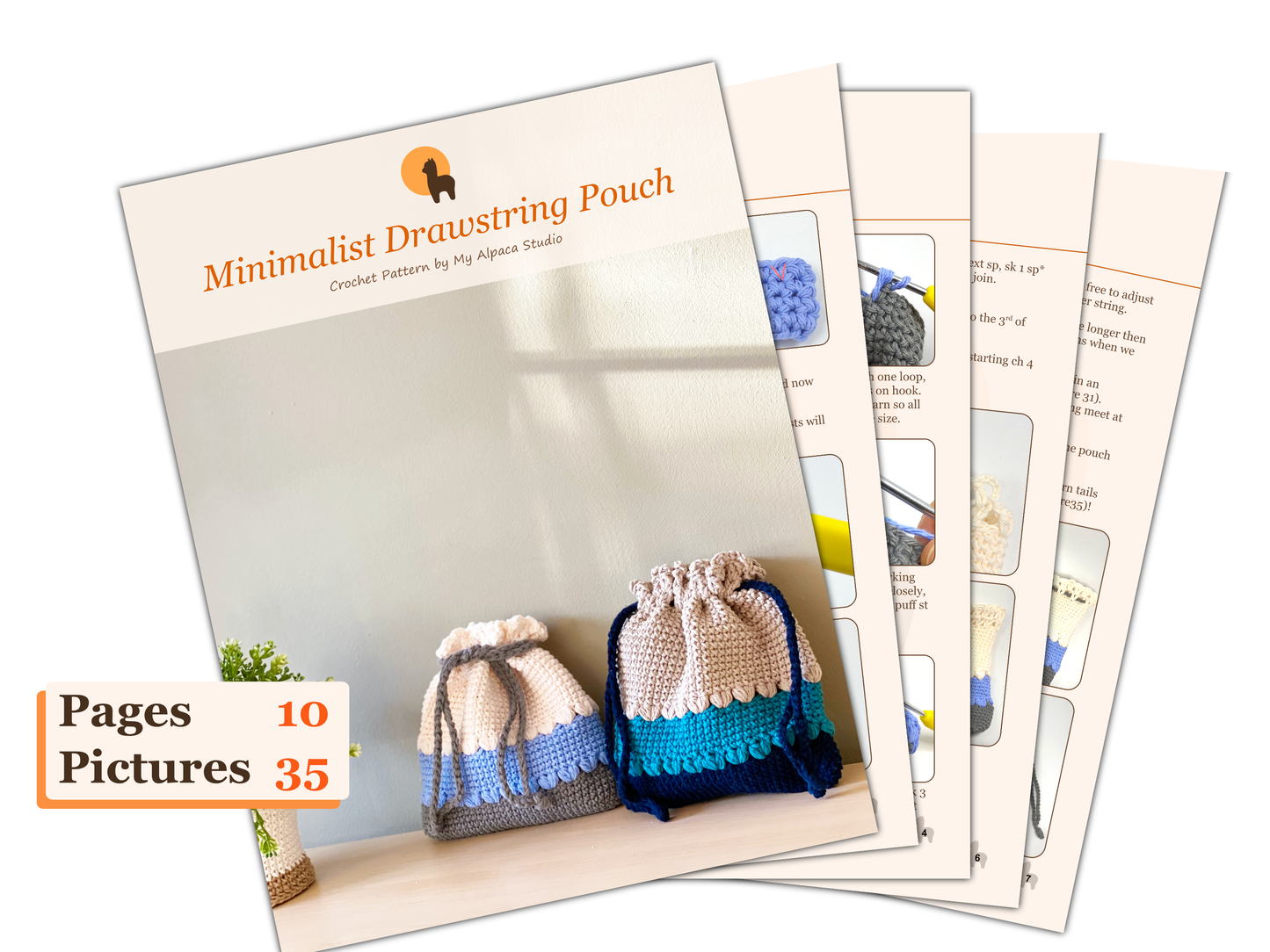 Minimalist Drawstring Pouch Crochet Pattern - Instant Download PDF