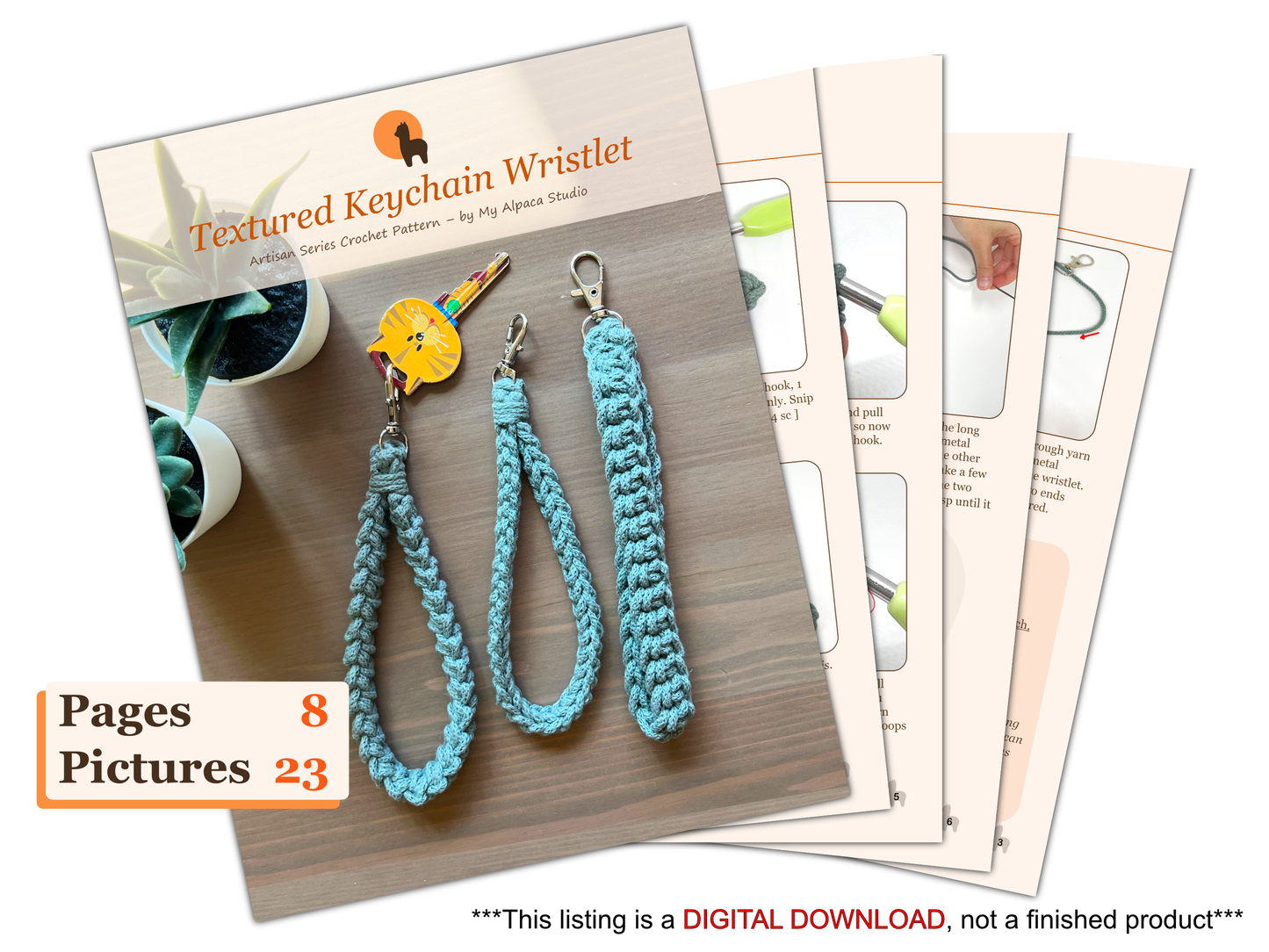 Wristlet in 3 designs Crochet Pattern - Instant Download PDF