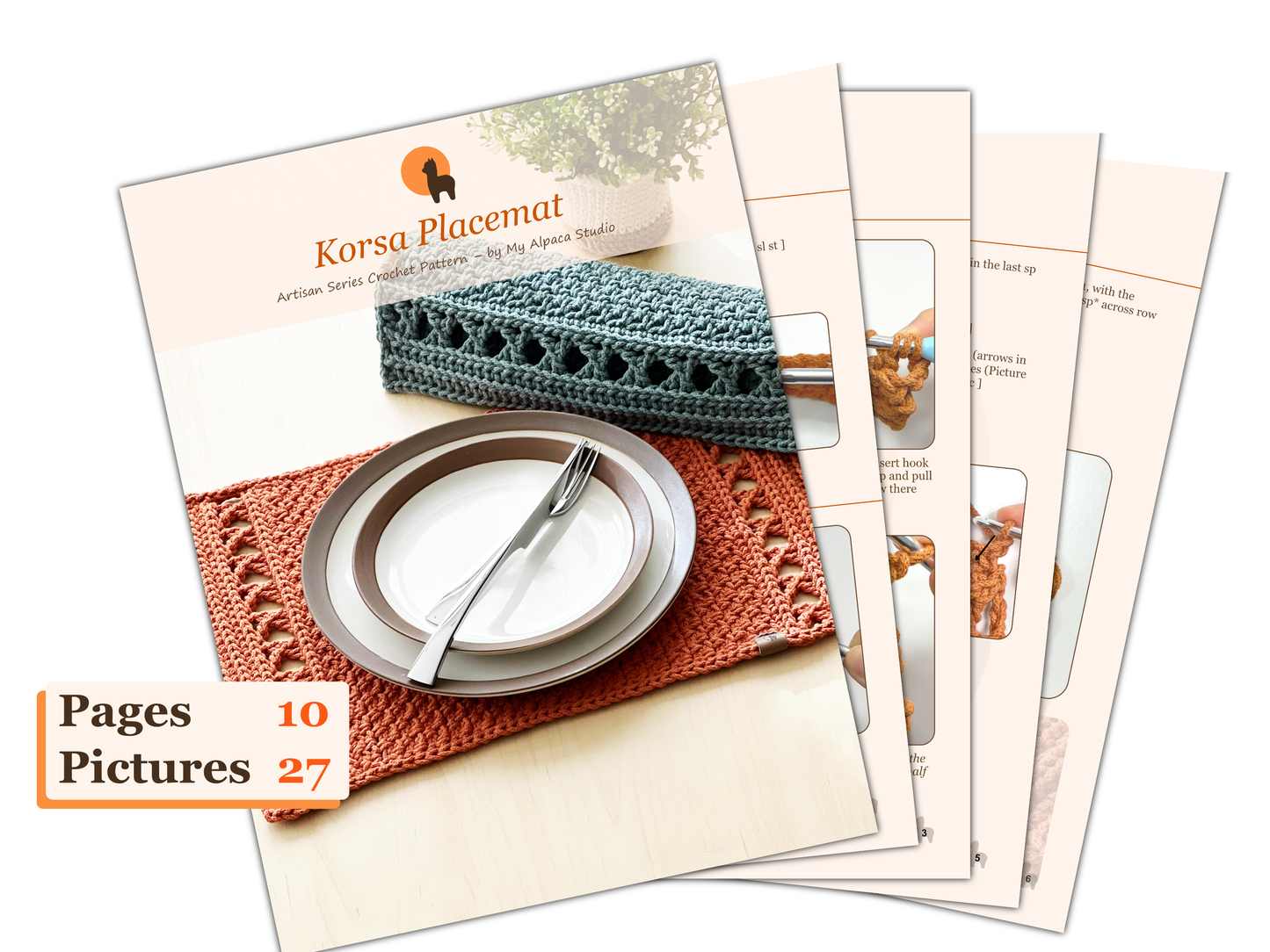 Korsa Placemat Crochet Pattern - Instant Download PDF