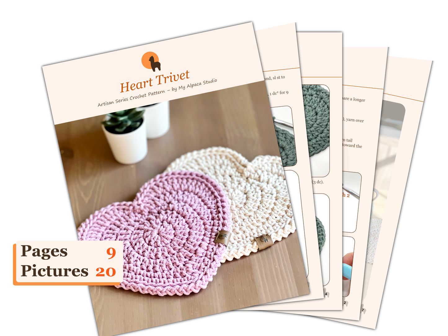 Heart Trivet Crochet Pattern - Instant Download PDF