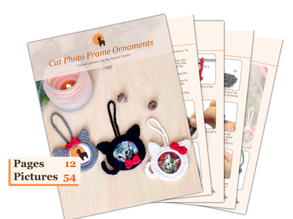 Cat Photo Frame Ornament Crochet Pattern - Instant Download PDF
