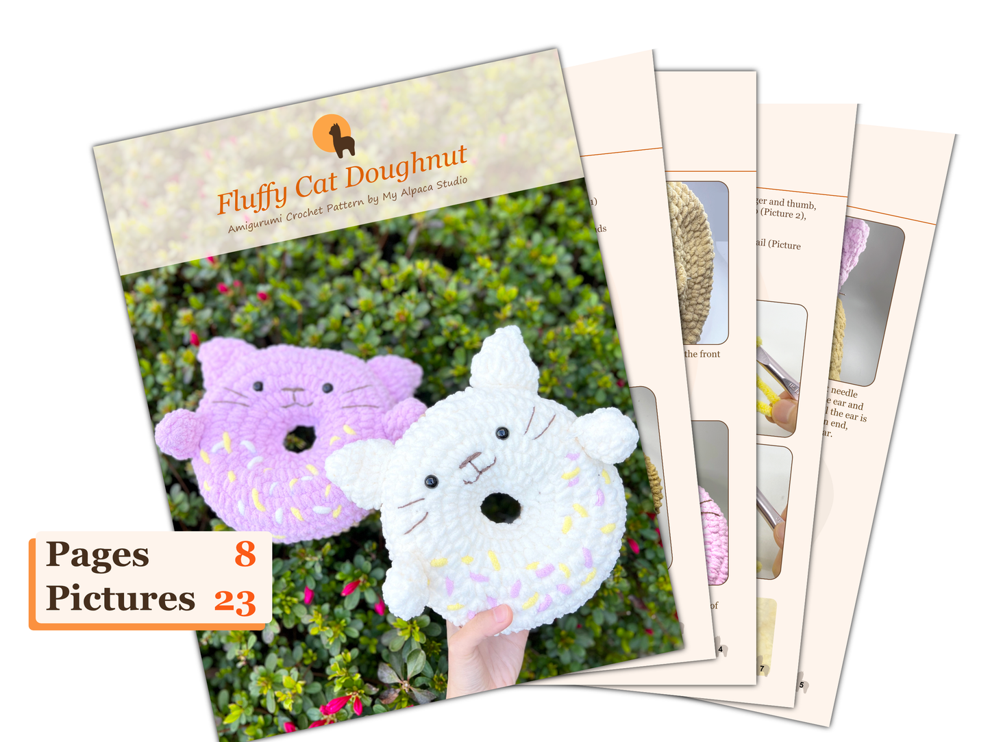 Donut Cat Plushie Crochet Pattern - Instant Download PDF