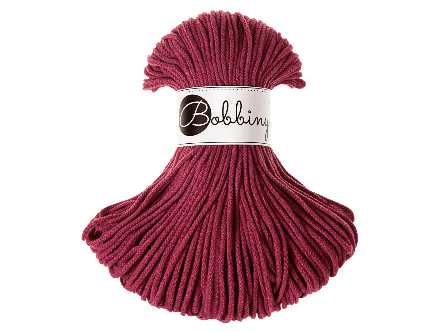 Bobbiny 3mm Braided Cotton Cord (100m/ 108yds) -- WINE RED -- Macrame & Crochet
