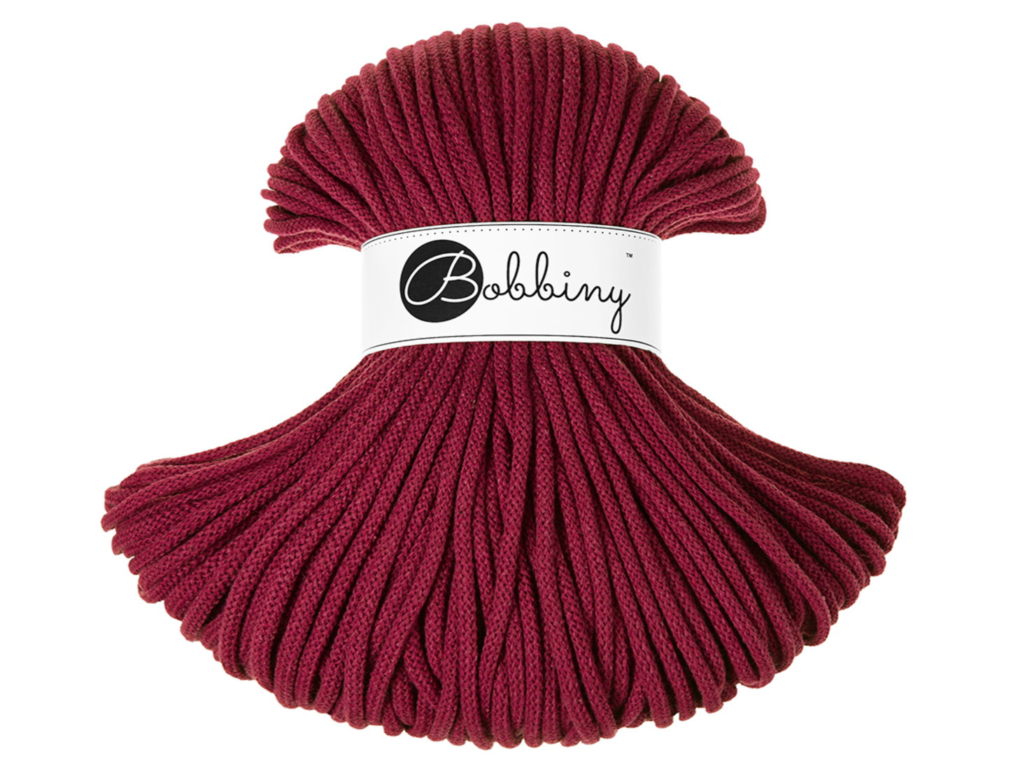Bobbiny 5mm Braided Cotton Cord (100m/ 108yds) -- WINE RED -- Macrame & Crochet