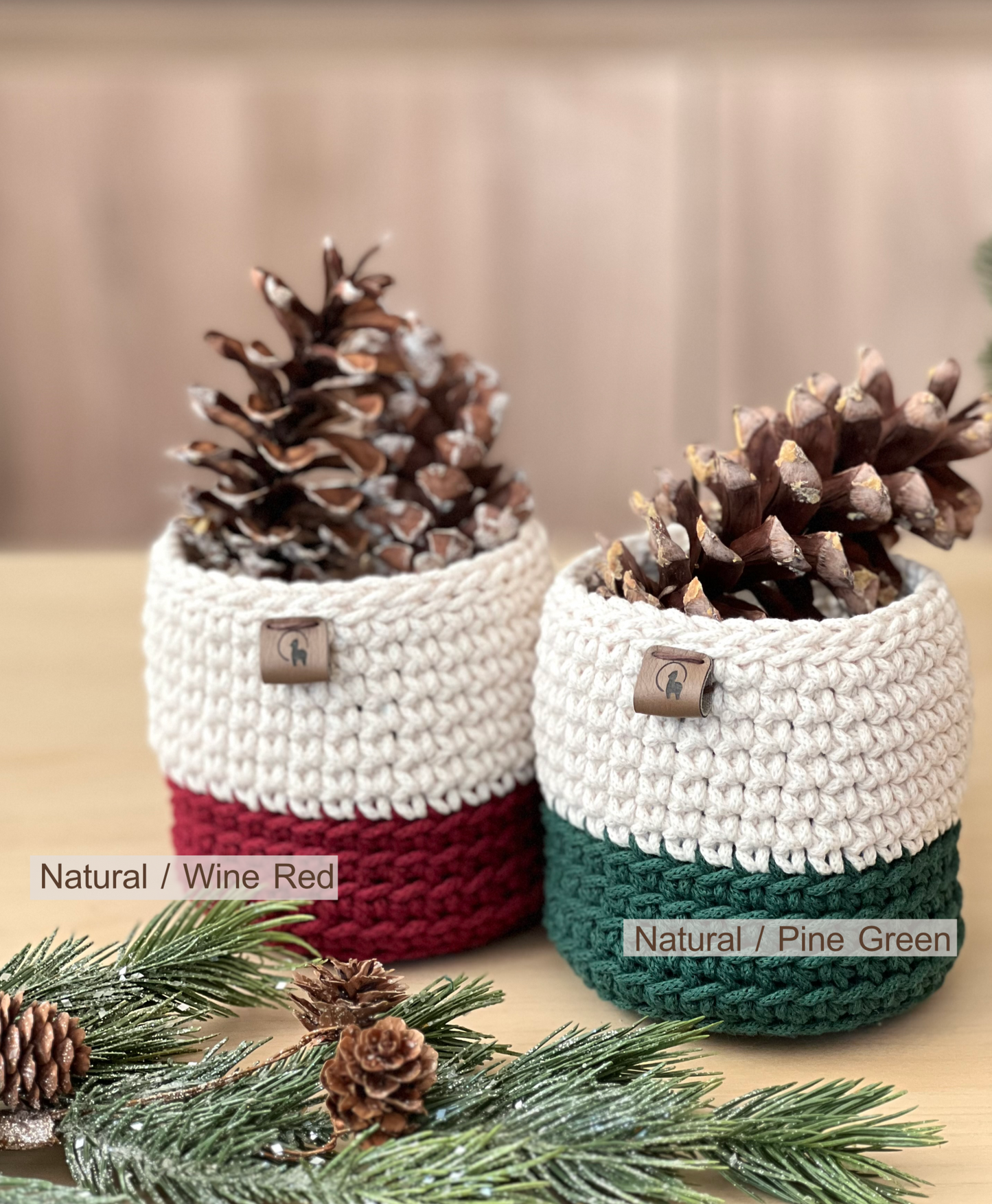Hand-Crocheted Storage Basket (4.5")- Minimalist Two Tone Organizer