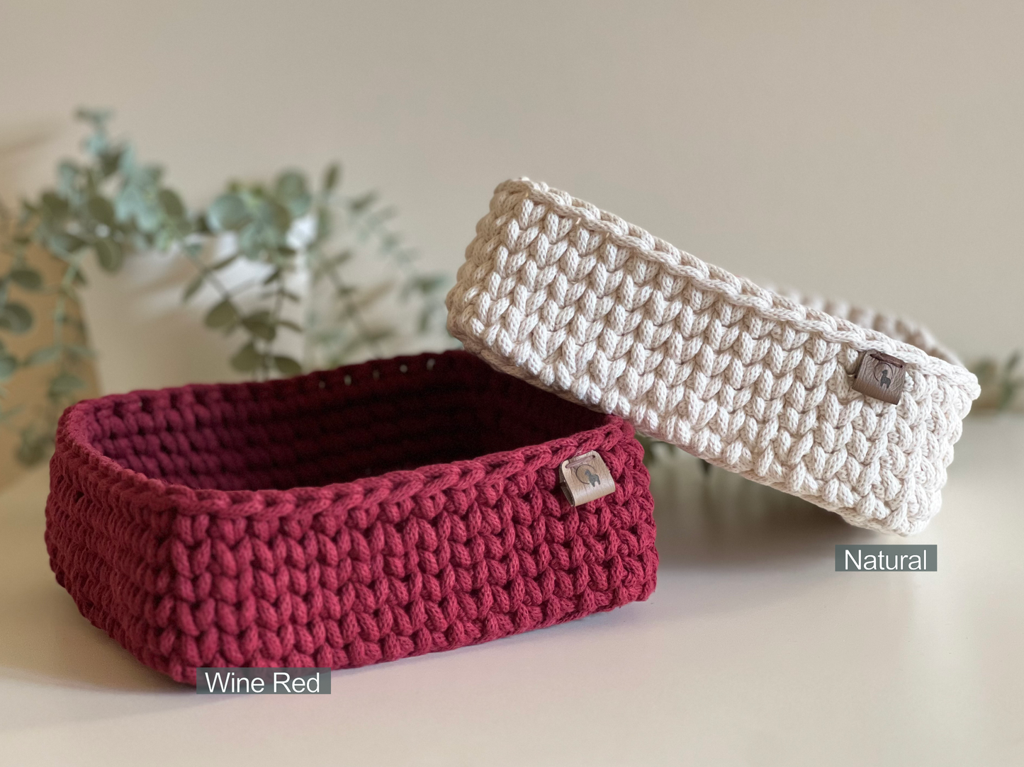 8" Square Crochet Basket - Cotton Napkin Holder & Catch-all Tray