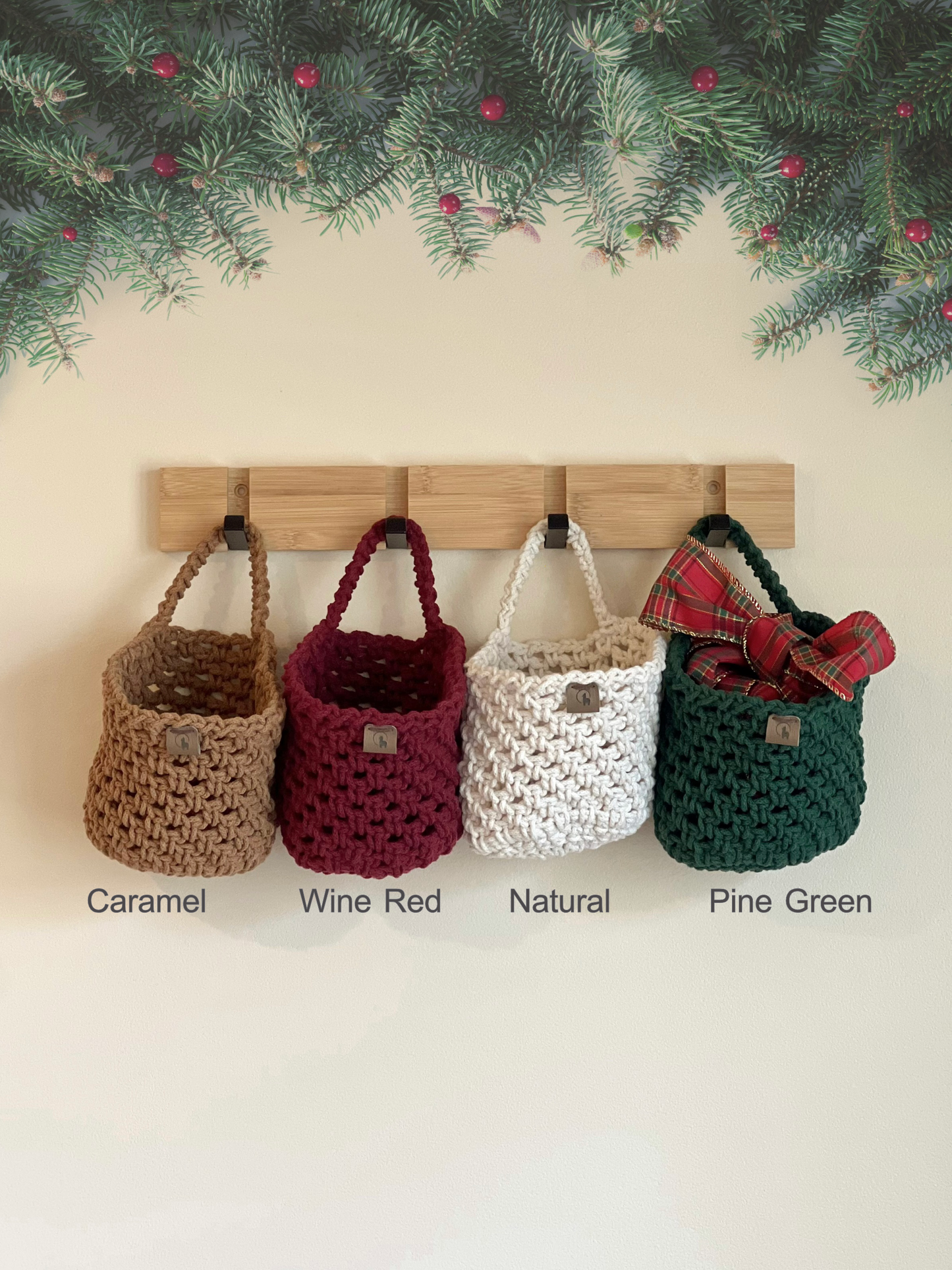 Hand-Crocheted Round Hanging Basket - Multipurpose Wall Organizer (Small / Large)