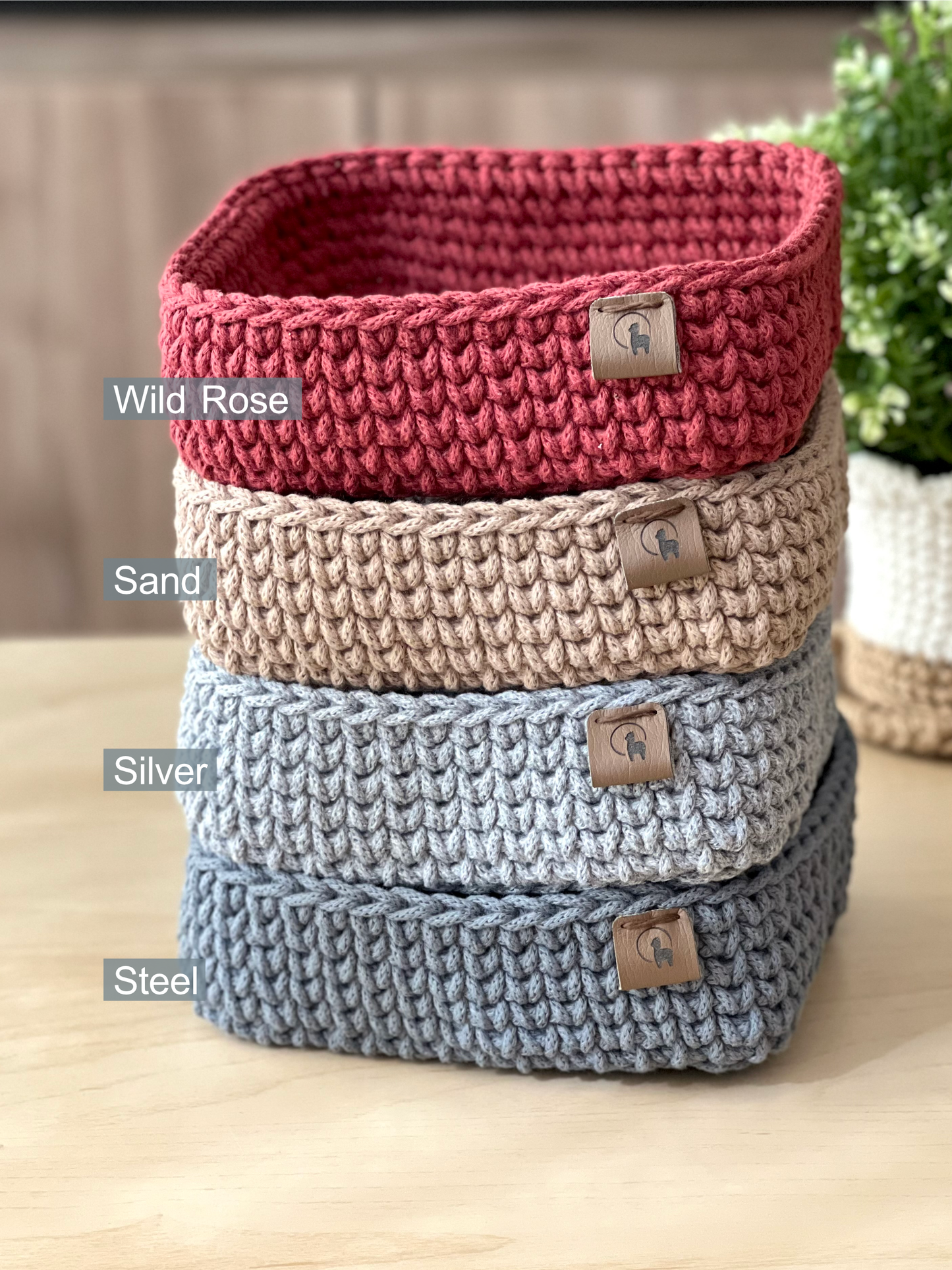 6" Square Crochet Basket - Cotton Napkin Holder & Catch-all Tray