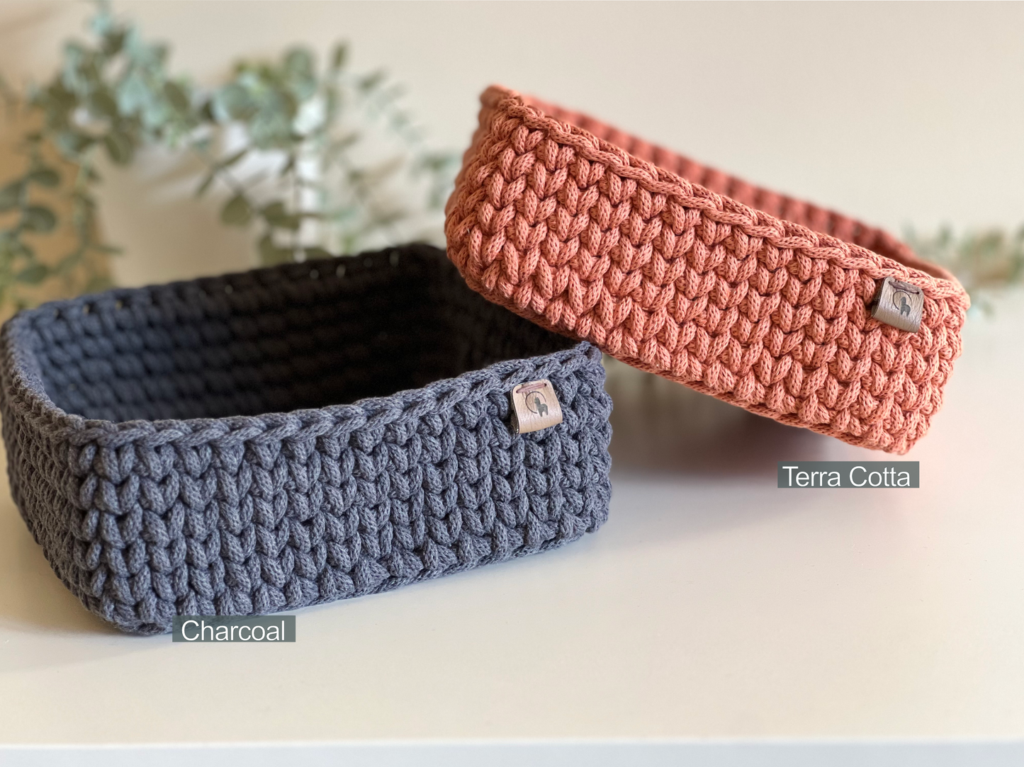 8" Square Crochet Basket - Cotton Napkin Holder & Catch-all Tray