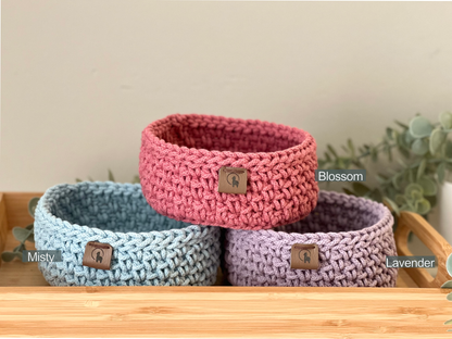 Minimalist Round Basket (5") - Hand-crocheted