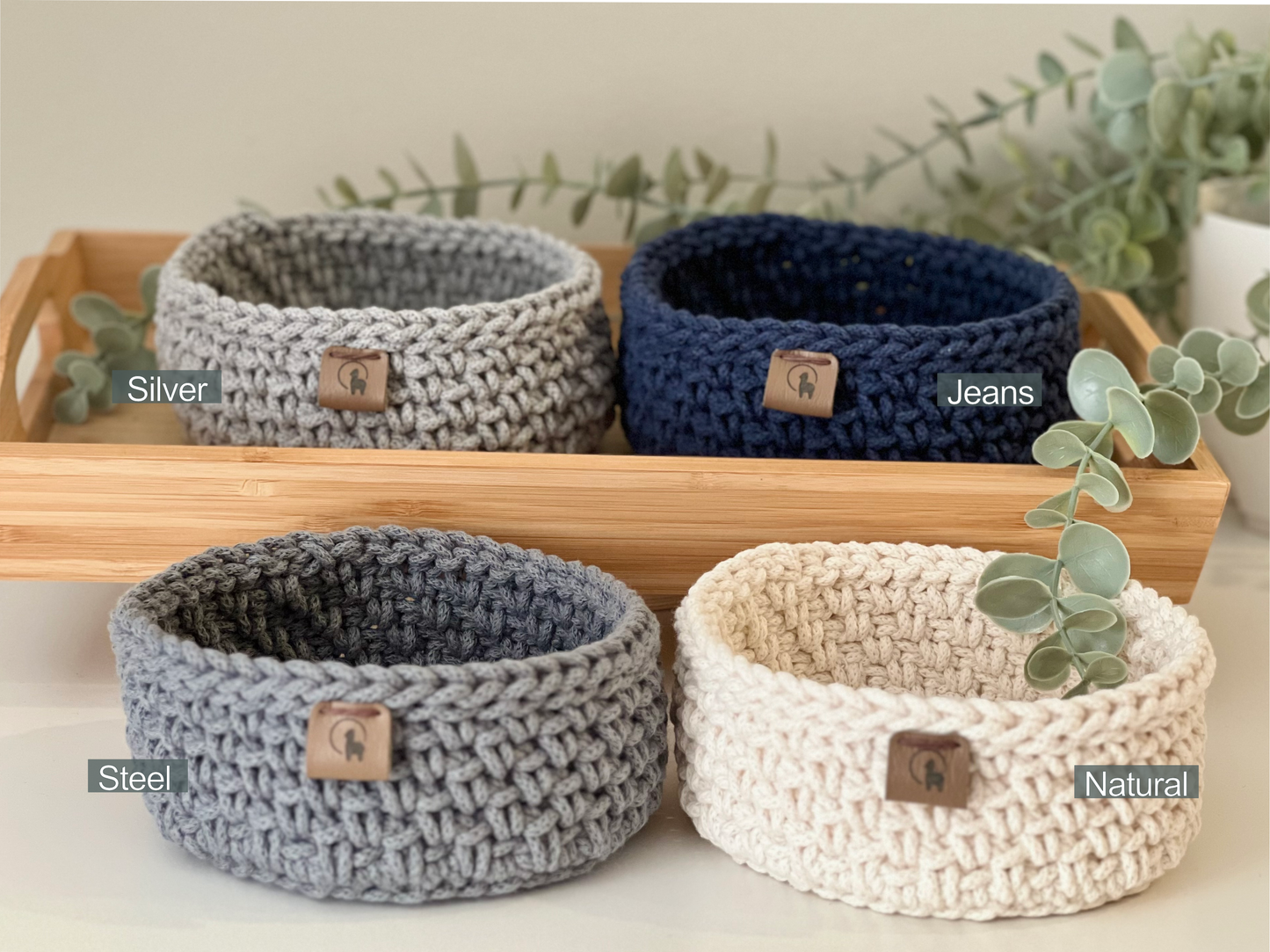 Minimalist Round Basket (5") - Hand-crocheted