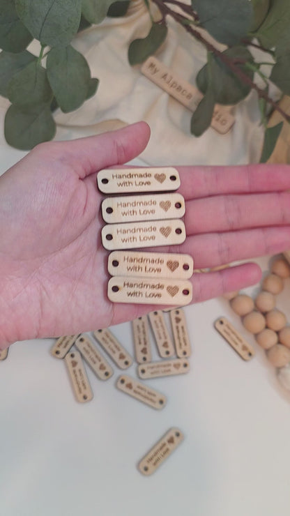 Rectangular Wooden “Handmade with Love” Tags