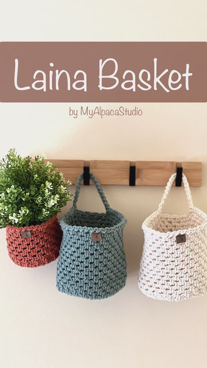 Hand-Crocheted Round Hanging Basket - Multipurpose Wall Organizer (Small / Large)