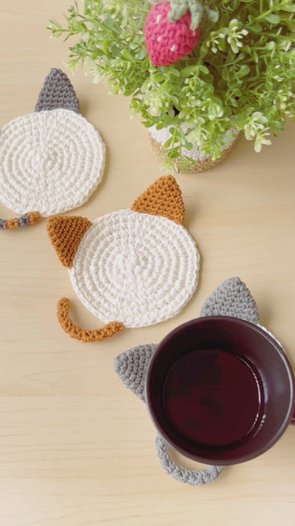 Minimalist Two-Tone Cat Coasters - Set of 2