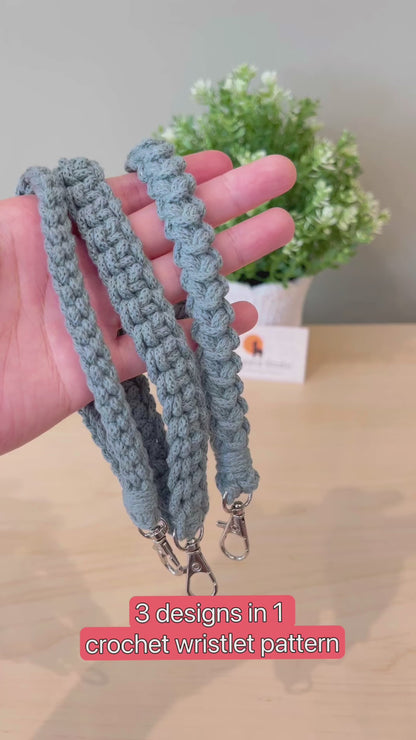 Wristlet in 3 designs Crochet Pattern - Instant Download PDF
