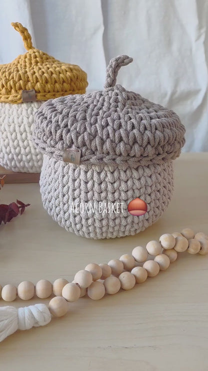 Acorn Basket Crochet Pattern - Instant Download PDF